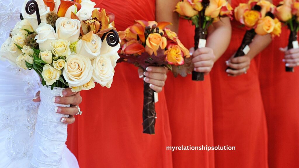 Bridesmaids holding flowers