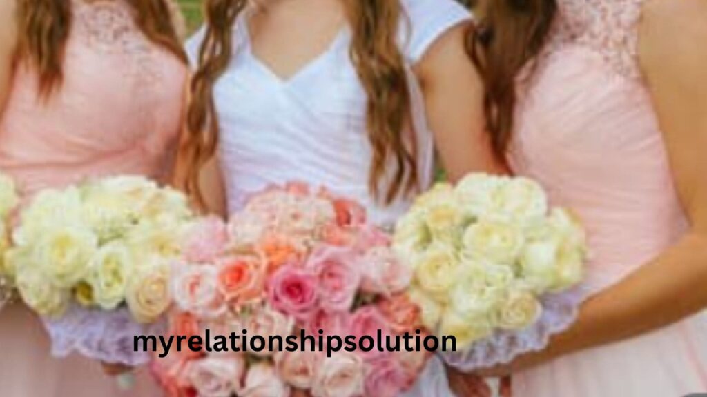 Group of bridesmaids holding flowers